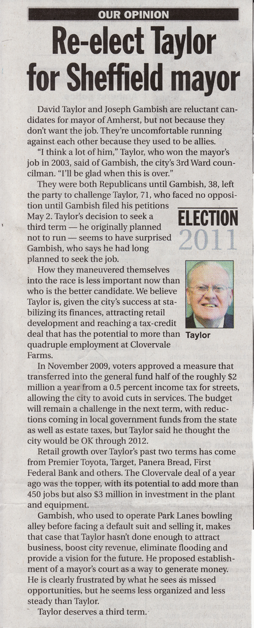 taylor chronicle endorsement